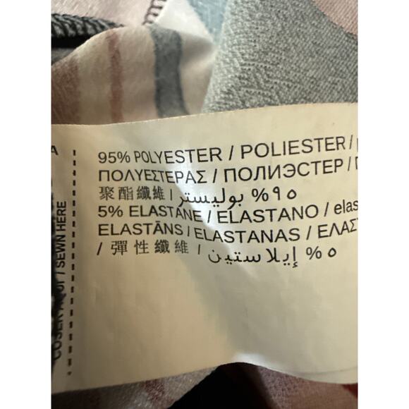 MNG Mango Multicolor Striped Short Drop Sleeve V Neck A Line Mini Day Dress Sz L - Picture 5 of 6